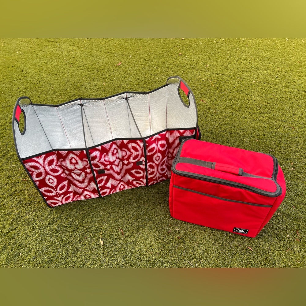 Red and White Insulated Tote and Organizer - Picture 3 of 3
